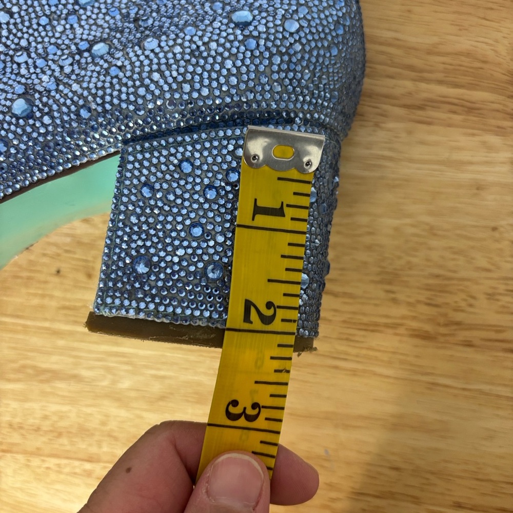 Betsey Johnson Kyla Glass Stone Blue Embellished Ankle western Boots Size 8 - Picture 9 of 9